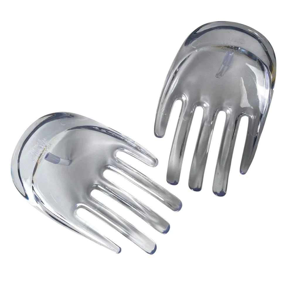 J.S.N.Y Clear Lucite Hand Shaped‎ Salad Servers Set of 2 Vintage Style F72Q